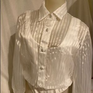 Body Shirt Sheer Chiffon Satin Stripes white M